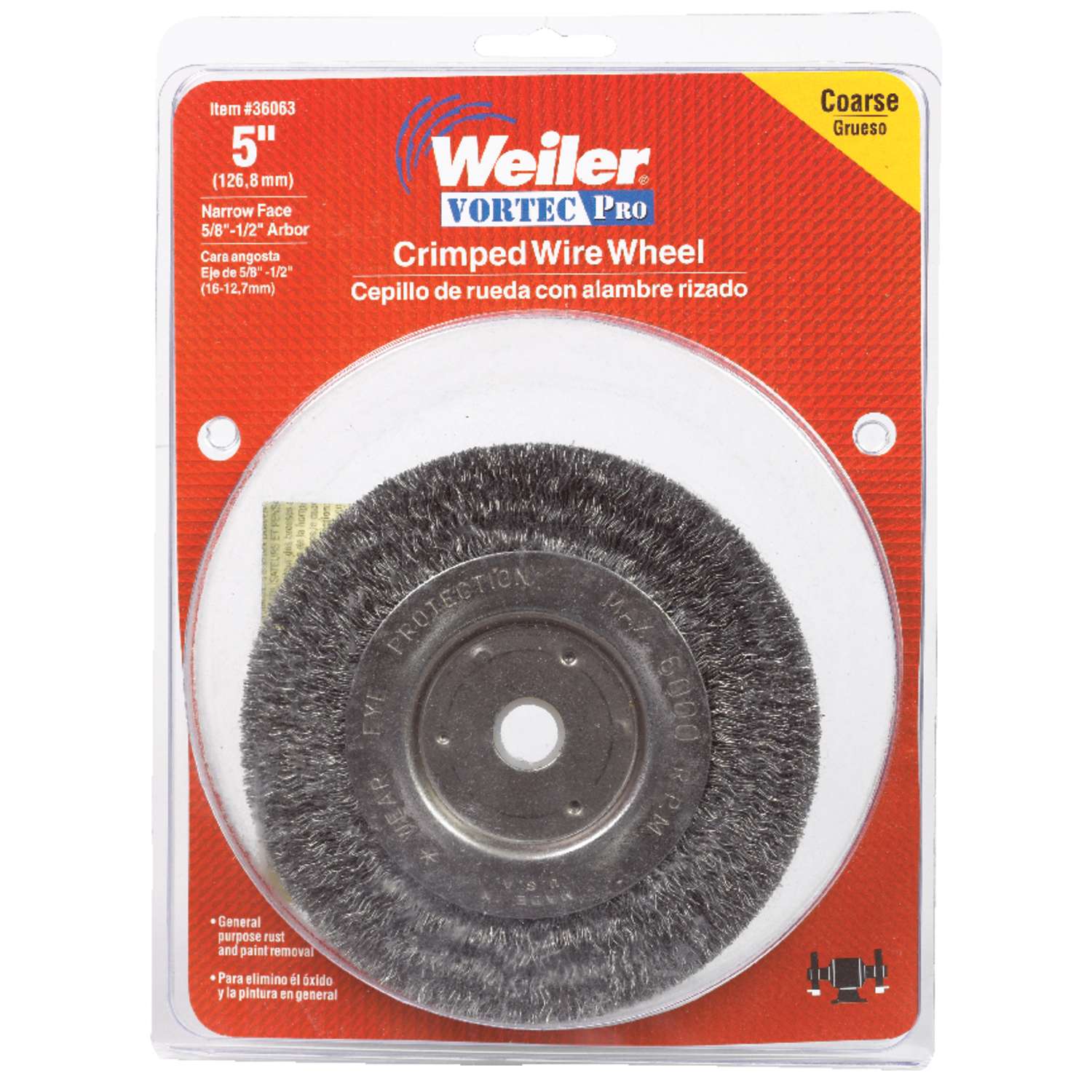 Weiler Vortec Pro 5 in. Crimped Wire Wheel Brush Carbon Steel 6000 rpm ...