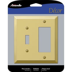 Amerelle Century Polished Brass 2 gang Stamped Steel Decorator/Toggle Wall Plate 1 pk