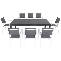 Hanover Naples 9 pc White Aluminum Sling Dining Set