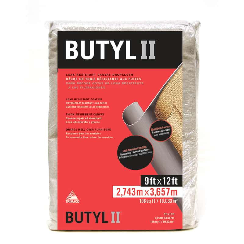 Trimaco Butyl II 9 ft. W X 12 ft. L DualLayer Canvas Drop Cloth 1 pk