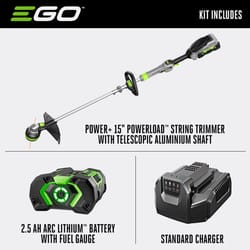 EGO Power+ Powerload ST1511T 15 in. 56 V Battery String Trimmer Kit (Battery &amp; Charger) W/ TELESCOPIC SHAFT &amp; 2.5 AH BATTERY