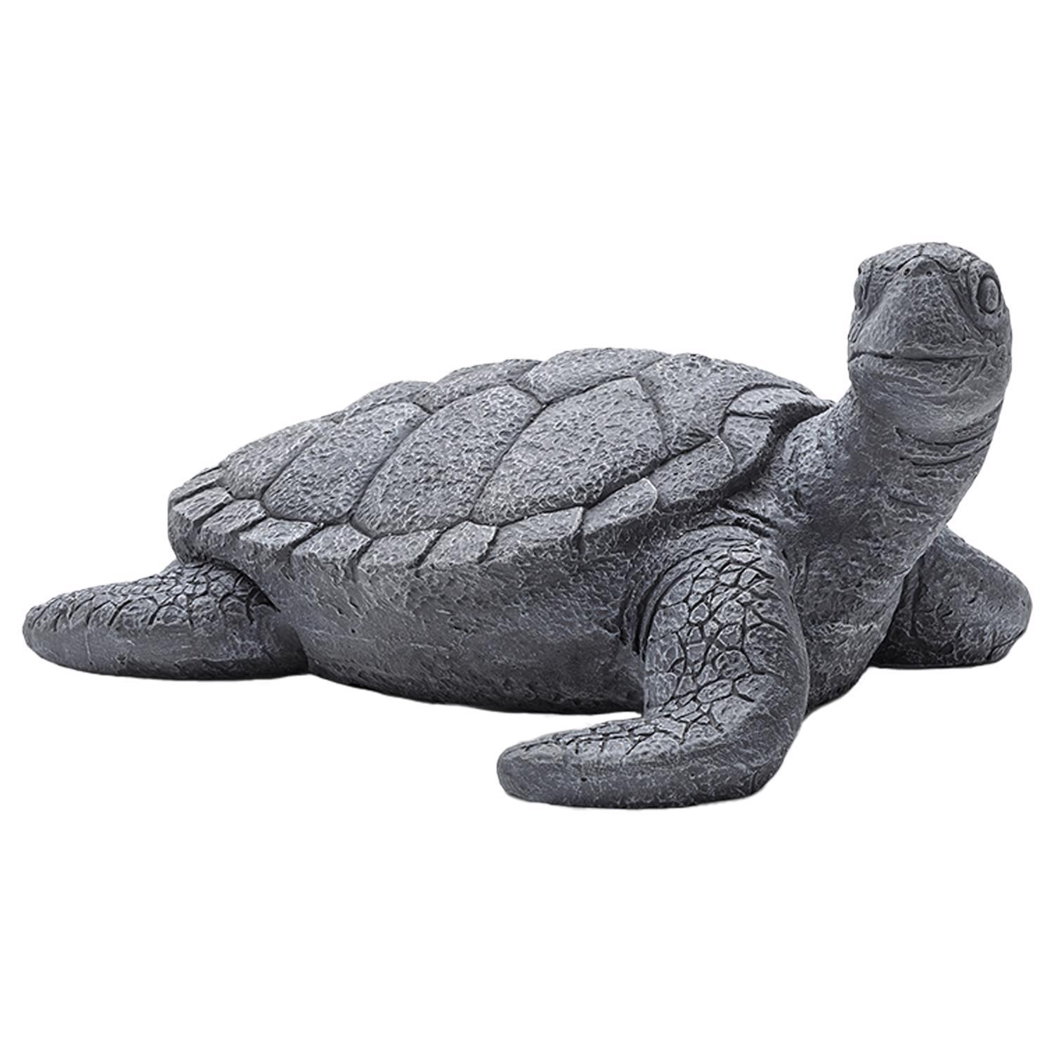 Glitzhome Fiberglass/MGO Gray 10.5 in. Crawling Turtle