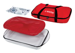 Anchor Hocking 10-1/2 in. W X 16-3/16 in. L Insulated Bake Ware Set Clear/Red 4 pc