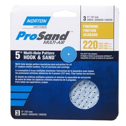 Norton ProSand 5 in. Ceramic Alumina Hook and Loop A975 Sanding Disc 220 Grit Very Fine 3 pk