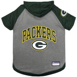 Pets First Gray/Black Green Bay Packers Dog Hoodie Small