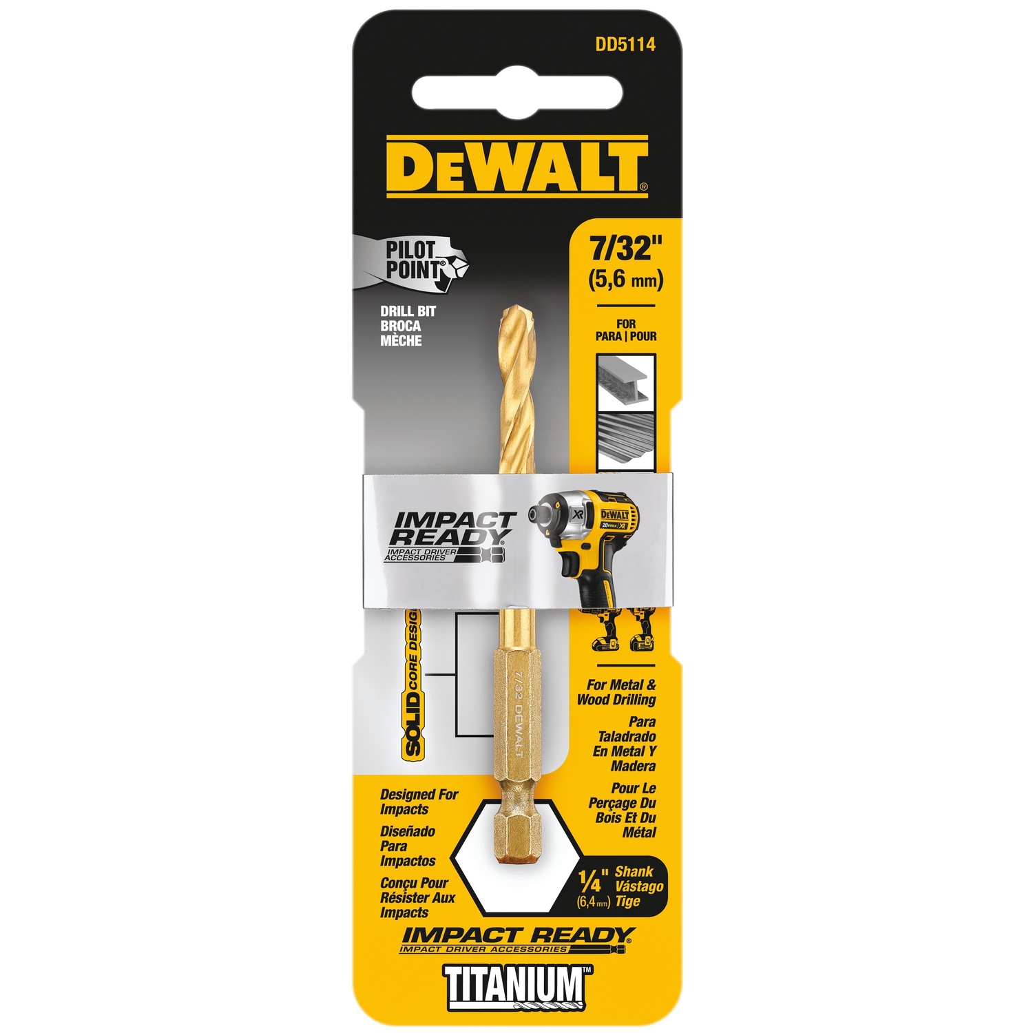 DeWalt Impact Ready 7/32 in. X 3-7/64 in. L High Speed Steel Drill Bit Quick-Change Hex Shank 1 pc