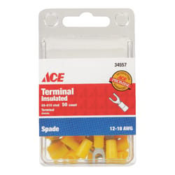 Ace Insulated Wire Spade Terminal Yellow 50 pk