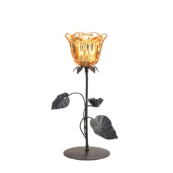 Gallery of Light 11.75 in. H Gold/Gray Glass/Iron Candle Holder