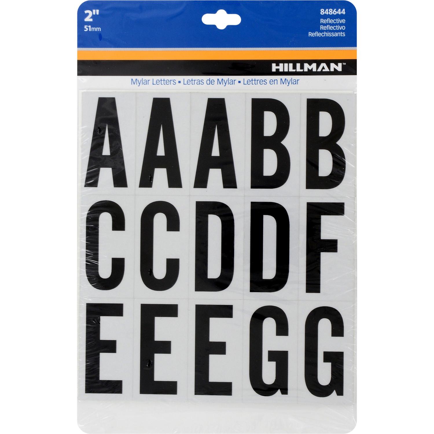 Hillman 2 In. Reflective Black Mylar Self-Adhesive Letter Set A-Z 63 Pc ...