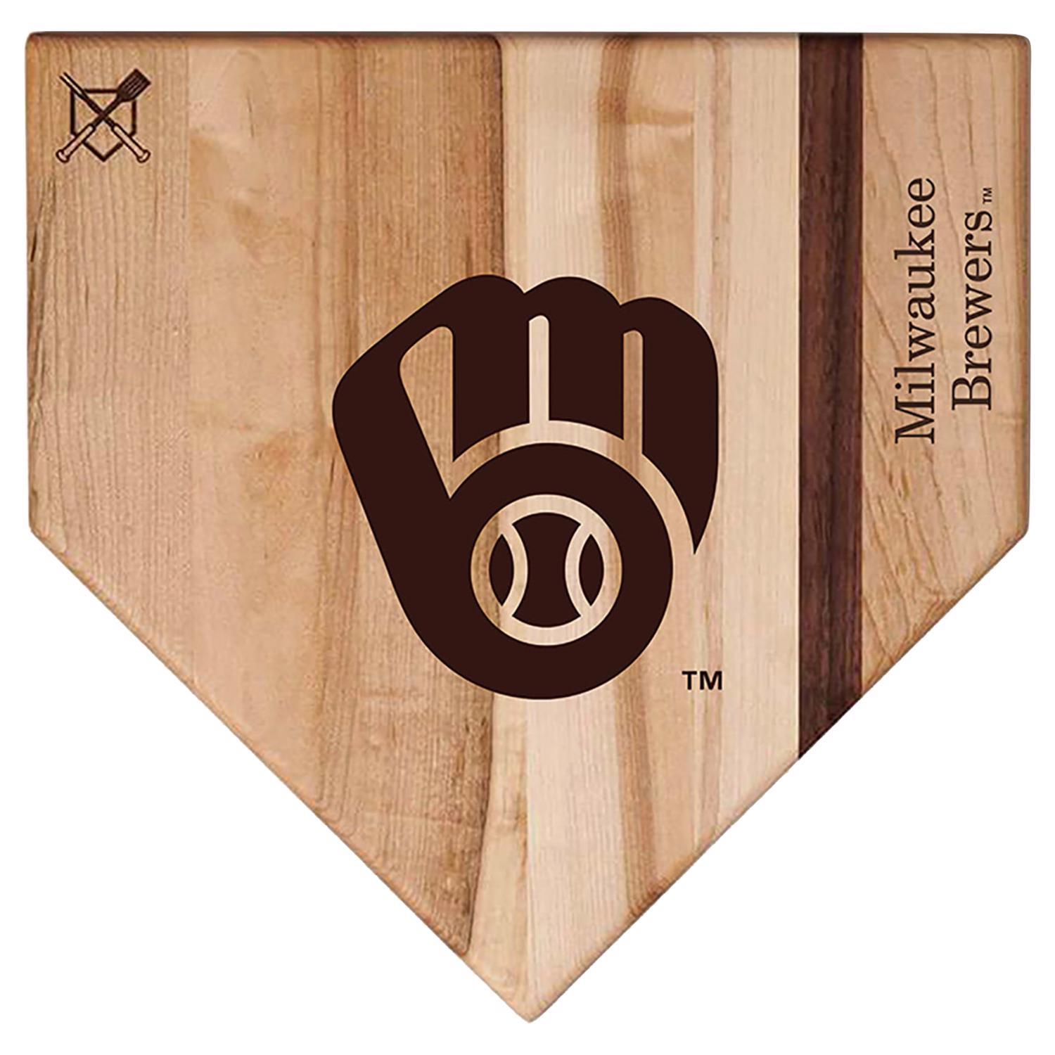 Baseball BBQ 12 in. L X 12 in. W X 6 in. Maple MLB Milwaukee Brewers Cutting Board Sansujyuku sansujyuku.com