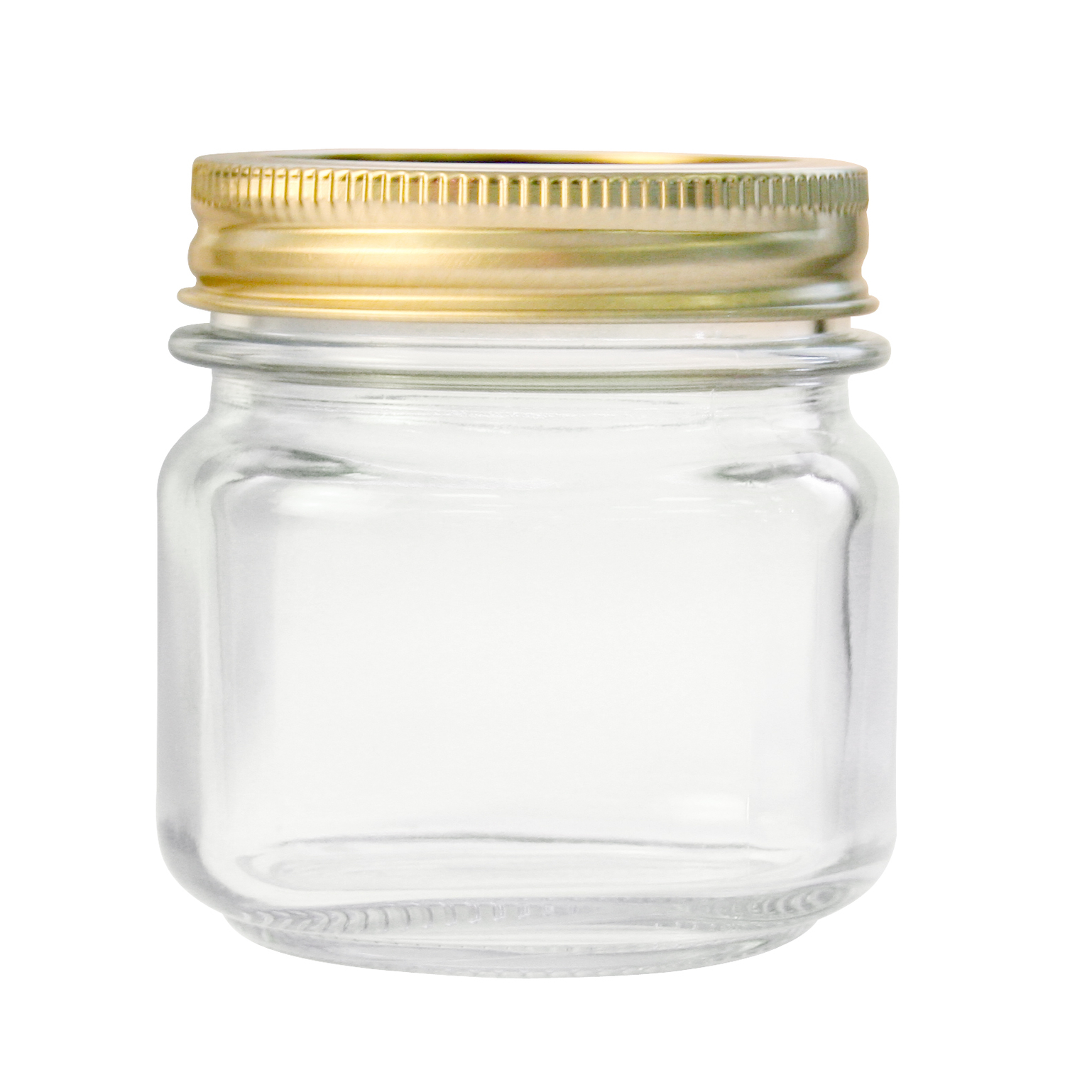 North Mountain Supply 12 Ounce Glass Regular Mouth Mason Canning Jars - with Gold Safety Button Lids - Case of 12