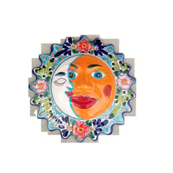 Avera Products Talavera Multi-color Ceramic 14 in. H Sun and Moon Wall Hanging