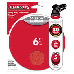 Diablo StickFast 6 in. Ceramic Blend Adhesive ROS Sanding Disc 80 Grit Coarse 5 pk
