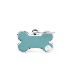 MyFamily Basic Handmade Light Blue Bone Aluminum Dog Pet Tags Small