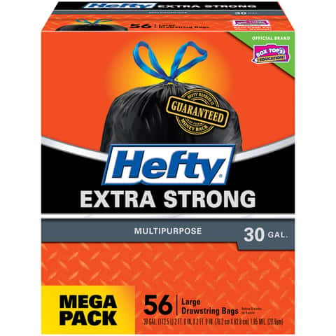 Hefty 30 Gallon Clear Large Recycling Trash Flap Tie Bags, 12
