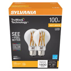 Sylvania TruWave A21 E26 (Medium) LED Bulb Soft White 100 Watt Equivalence 2 pk