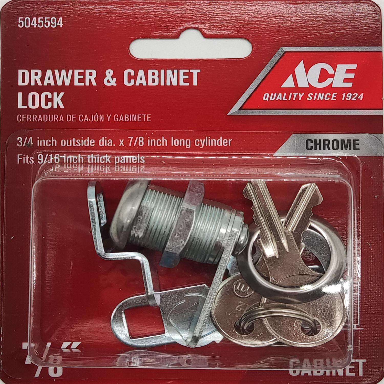 Ace Chrome Silver Steel Cabinet/Drawer Lock Mfr# 23-0026