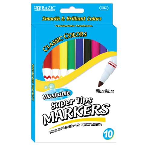 School Smart Washable Markers, Fineline Tip, Assorted Colors, Set