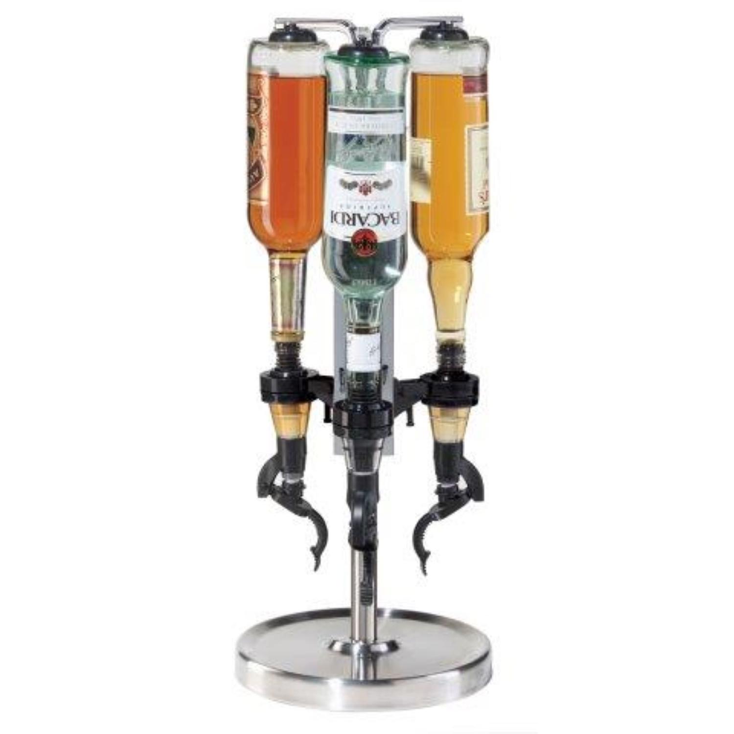 OGGI Black/Silver Metal/Plastic 3 Bottle Revolving Liquor Dispenser Sansujyuku sansujyuku.com