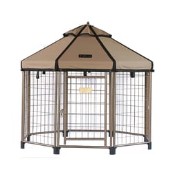 Pet Gazebo Galvanized Steel Pet Kennel Earth Taupe 48 in. H X 48 in. W X 48 in. D