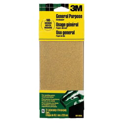 3M 9 in. L X 3-2/3 in. W 100 Grit Aluminum Oxide Sandpaper 6 pk