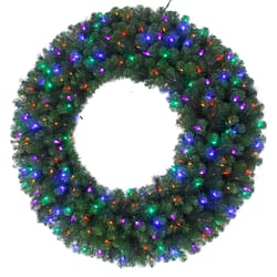 Celebrations Platinum 26 in. D LED Prelit Multicolored Mixed Pine Wreath