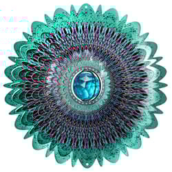Spinfinity Designs Multi-color Stainless Steel 12 in. Crystal Cosmic Mandala Large Outdoor Spinner