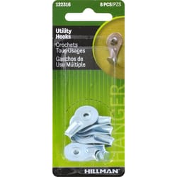 HILLMAN Gray Utility Utility Hooks 1 lb 8 pk