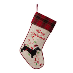 Glitzhome Multicolored Dog Christmas Stocking 1.18 in.