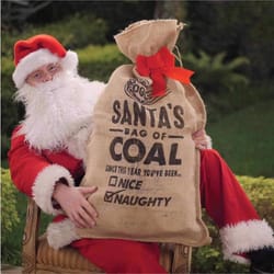 FOGO Brown Santa's Bag of Coal Gift Bag