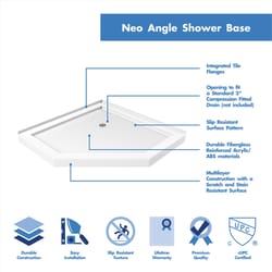 DreamLine SlimLine 2-3/4 in. H X 42 in. W X 42 in. L White Shower Base