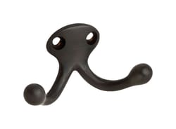Ives Small Oil Rubbed Bronze Brass 1-3/16 in. L Double Garment Hook 35 lb 1 pk