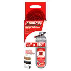 Diablo 18 in. L X .5 in. W Aluminum Oxide Sanding Belt 50 Grit Coarse 5 pc