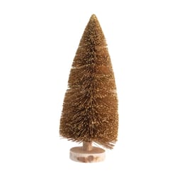 Creative Co-Op Vintage Christmas Gold Bottle Brush Tree Table Decor 12 in.