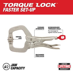 Milwaukee Torque Lock 3-1/2 in. X 4 in. D Locking C-Clamp with Swivel Pads 400 lb 1 pc