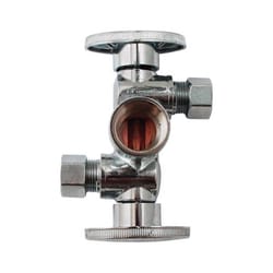 Keeney 1/2 in. FIP in. X 3/8 in. Compression Brass Dual Shut-Off Valve