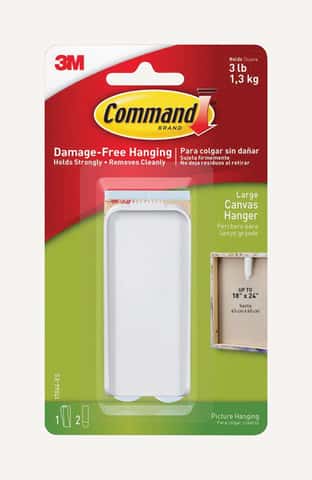 3M Command Plastic Coated White Canvas Picture Hanger 3 lb 1 pk 3M Command Plastic Coated White Canvas Picture Hanger 3 lb 1 pk