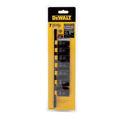 DeWalt 13 mm X 1/2 in. drive Metric 6 Point Deep Impact Socket Set 7 pc