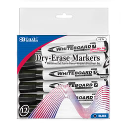 Bazic Products Low Odor Black Dry Erase Markers 12 pk