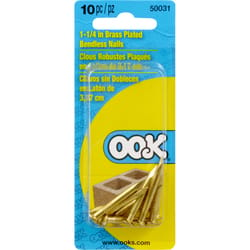 HILLMAN OOK Brass-Plated Hardwall Picture Hanging Nails 10 lb 10 pk
