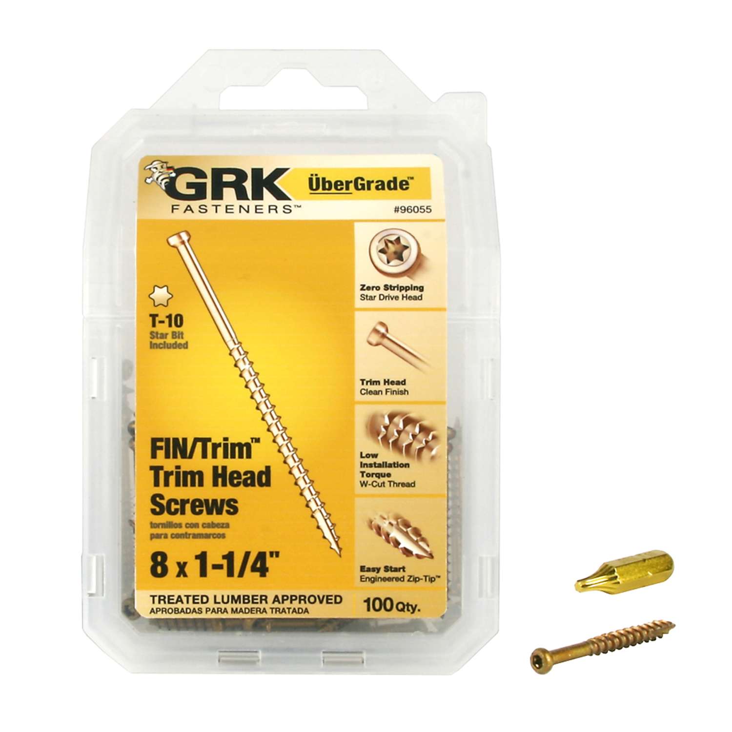 GRK Fasteners UberGrade No. 8 X 11/4 in. L Star Trim Head Construction