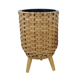 Alpine 15 in. H X 12 in. W X 12 in. D Plastic Wicker Plant Basket Beige/Black