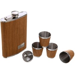 Mad Man Brown Leather/Stainless Steel Flask Set