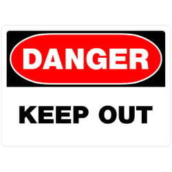 Hillman English White Danger Sign 10 in. H X 14 in. W