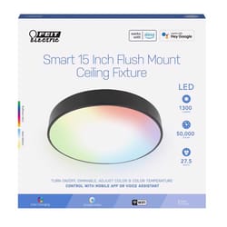 Feit Smart 15 in. H X 15 in. W X 5.5 in. L Matte Black White Smart-Enabled Ceiling Fixture