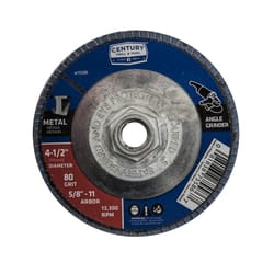 Century Drill & Tool 4-1/2 in. D X 5/8-11 in. Zirconia Flap Disc 80 Grit 1 pc