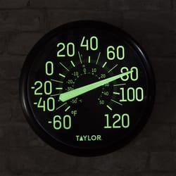 Taylor Glow in the Dark Dial Thermometer Plastic Black 13.25 in.