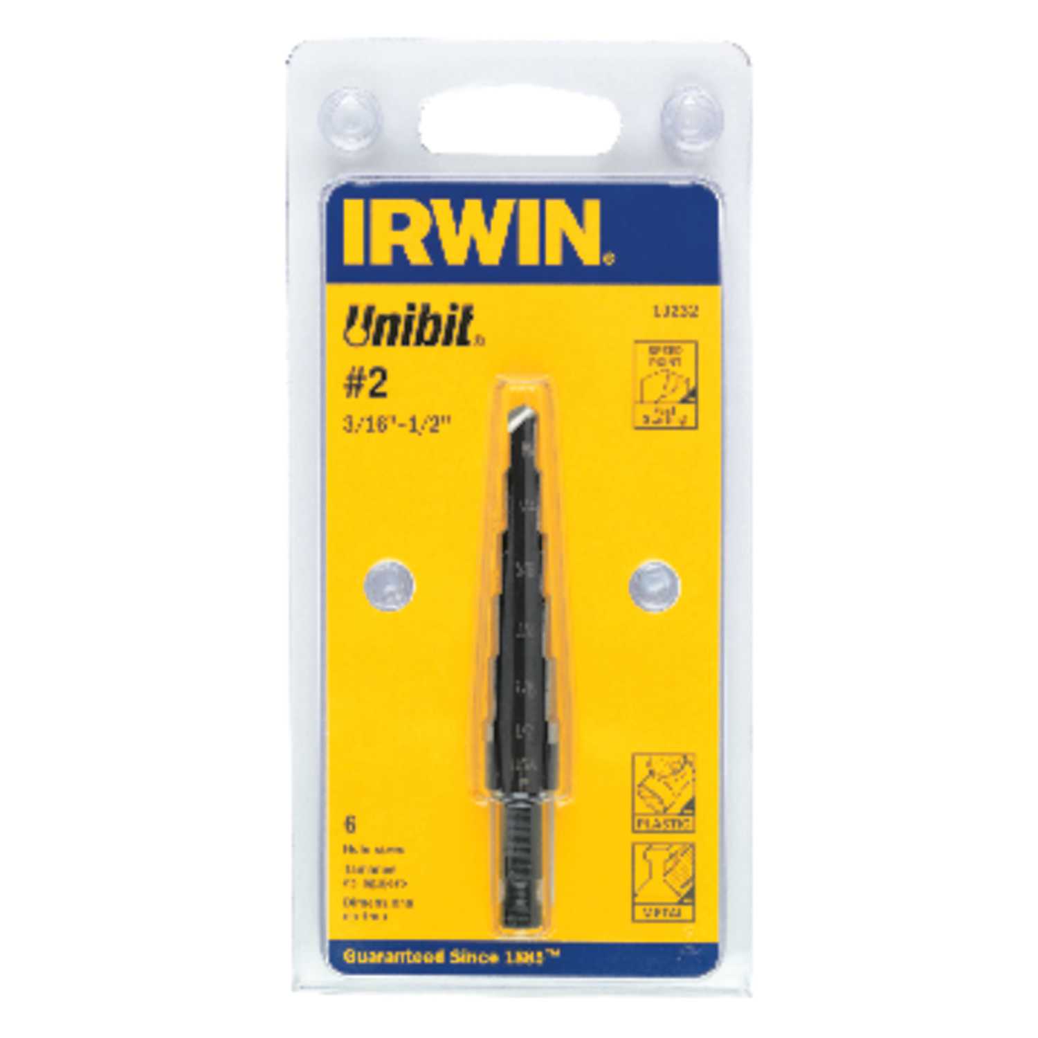 Irwin Unibit 3/16 to 1/2 in. x 6 in. L High Speed Steel Step Drill Bit
