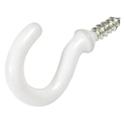 HILLMAN OOK Small Vinyl Coated White Steel 1-1/4 in. L Cup Hook 1 lb 2 pk