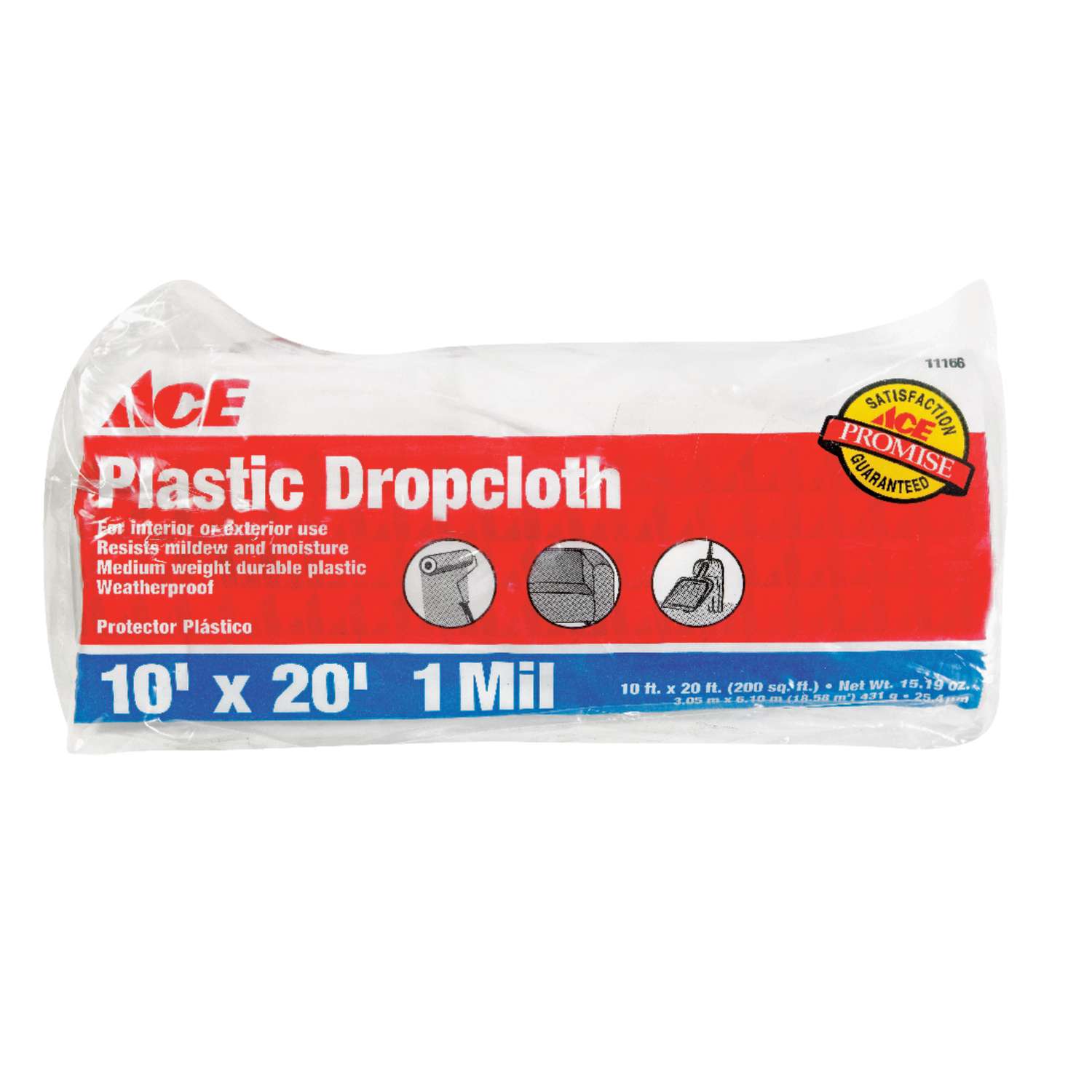 ACE 10 ft. W x 20 ft. L x 1 mil Plastic Drop Cloth 1 pk Ace Hardware